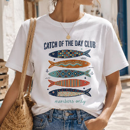 本日の水揚げクラブ レトロサーディングラフィック Tシャツ