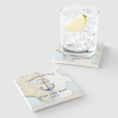 本格歓迎航海の船の船名 ストーンコースター (横)