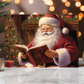 本格的なサンタが本を読むクリスマス シーズンカード