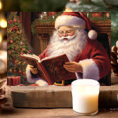 本格的なサンタが本を読むクリスマス シーズンカード