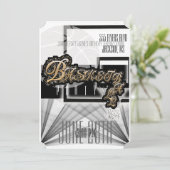 本格的なバスケットボールパーティーの招待状 - ブラック 招待状 (スタンド正面)