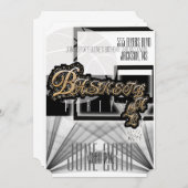 本格的なバスケットボールパーティーの招待状 - ブラック 招待状 (正面/裏面)