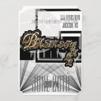 本格的なバスケットボールパーティーの招待状 - ブラック 招待状
