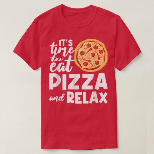 本格的なピザを食べる時間が来た! イタリア好きなピザ大好き人間 Tシャツ (デザイン正面)