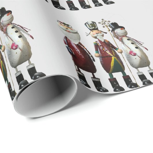 本格的なブリキのサンタ、兵隊さん、雪だるま ラッピングペーパー (ロールコーナー)