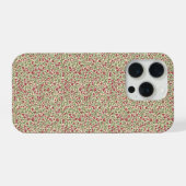 本格的な1940年代のユーティリティカーキとバーガンディの花柄(L) iPhoneケース (裏面横)