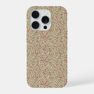 本格的な1940年代のユーティリティカーキとバーガンディの花柄(L) iPhone 15 PROケース