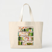 本棚に並んでいる猫と猫、本の恋人のプレゼント ラージトートバッグ (正面)