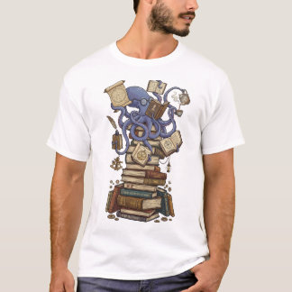本棚のタコ図書館司書 Tシャツ