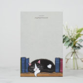 本棚のノート紙の本愛|猫 便箋 (スタンド正面)