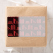 本棚の本。濃い赤 ラベル (インサイチュ)