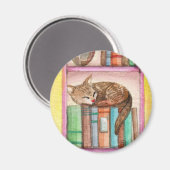 本棚の眠い猫 マグネット (正面/裏面)