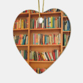 本棚の背景の書籍 セラミックオーナメント (左)