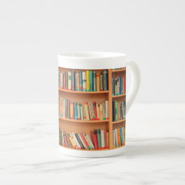 本棚の背景の書籍 ボーンチャイナマグカップ