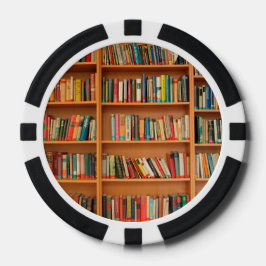 本棚の背景の書籍 ポーカーチップ