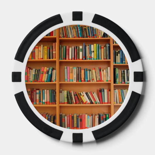 本棚の背景の書籍 ポーカーチップ (正面)