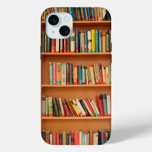 本棚の背景の書籍 iPhone 15 MINIケース