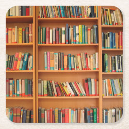 本棚ブックライブラリブックウ読ミズ スクエアペーパーコースター