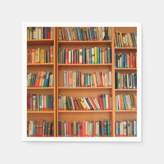 本棚ブックライブラリブックウ読ミズ スタンダードカクテルナプキン (正面)
