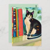 本棚上の猫 ポストカード (正面/裏面)