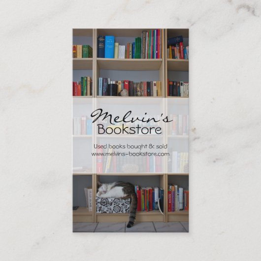 本棚図書館で寝ている猫 名刺 (正面)