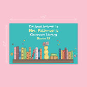 本棚教室ライブラリティール（緑がかった色）蔵書票 長方形シール