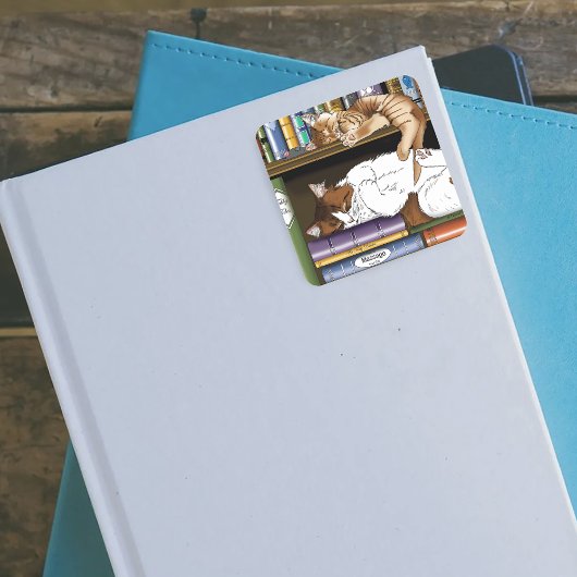 本棚猫図書館 スクエアシール