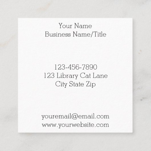 本棚猫図書館 スクエア名刺 (裏面)