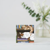 本棚猫図書館 スクエア名刺 (スタンド正面)