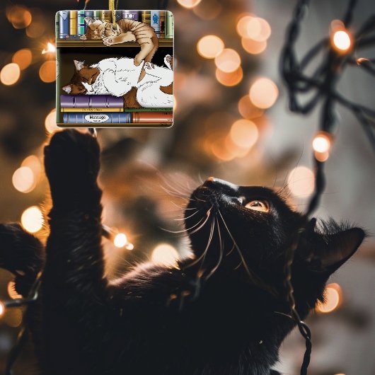 本棚猫図書館 セラミックオーナメント