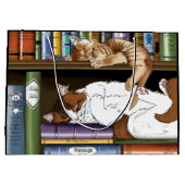 本棚猫図書館 ラージペーパーバッグ (裏面)