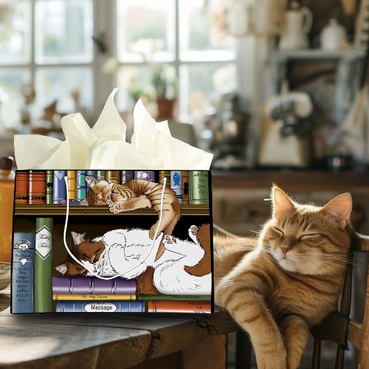 本棚猫図書館 ラージペーパーバッグ