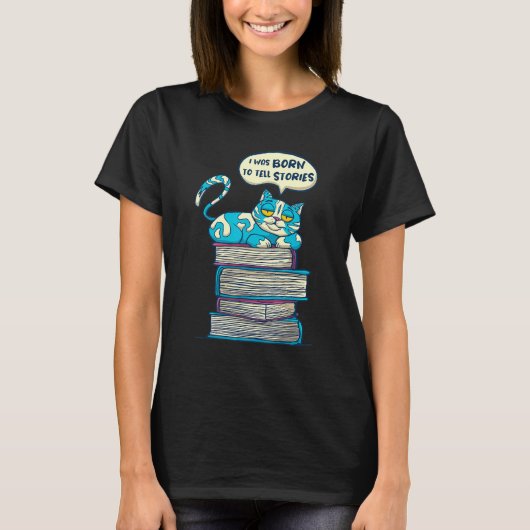 本棚読の猫 Tシャツ (正面)
