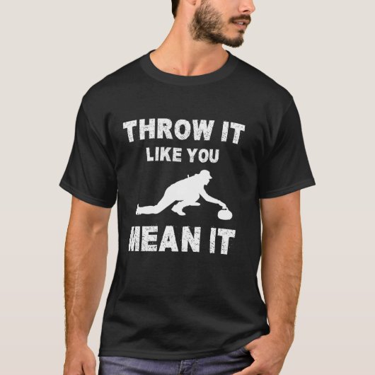 本気で投げろ カーリング Tシャツ (正面)