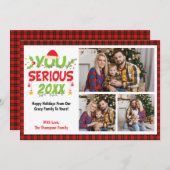 本気で2025年？3家族おもしろい写真クリスマス シーズンカード (正面/裏面)