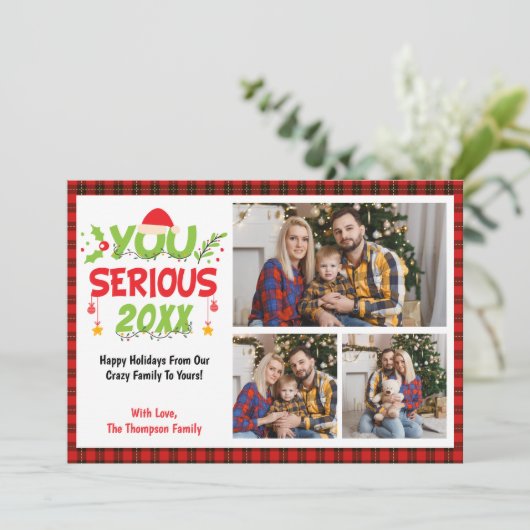 本気で2025年?3家族おもしろい写真クリスマス シーズンカード (スタンド正面)