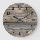 本物そっくりの美しい木材プリント ラージ壁時計 (正面)