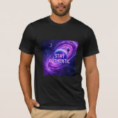 本物でいろ Tシャツ | 宇宙探査モチーフ (正面)