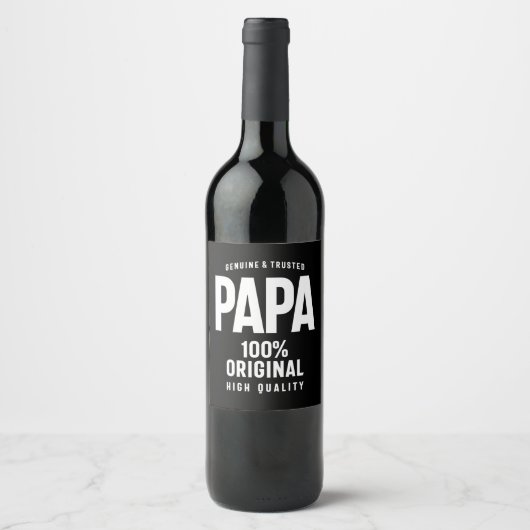 本物で信頼できるPapa |父の贈り物 ワインラベル (正面)