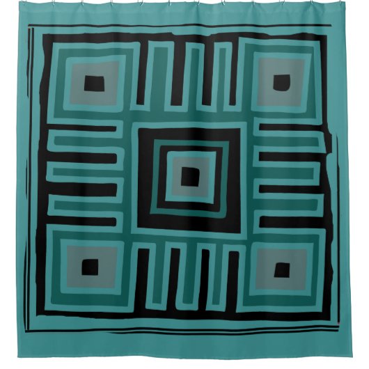 本物のアフリカの泥の布模様 シャワーカーテン (正面)