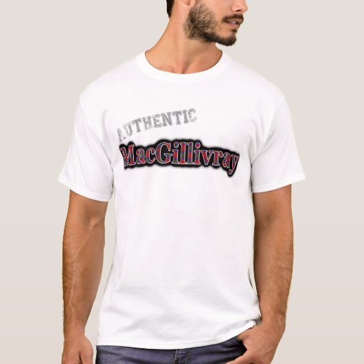 本物のクランMacGillivrayタータンチェック名デザイン Tシャツ (正面)