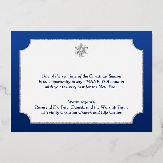 本物のシルバーフォイルを使った、雪の結晶が舞うハッピーホリデーズカード 箔シーズンカード (裏面)