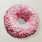 本物のドーナツとピンクのつや消し&散水器 ラウンドクッション (裏面)