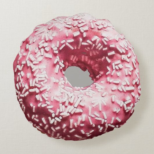 本物のドーナツとピンクのつや消し&散水器 ラウンドクッション (裏面)
