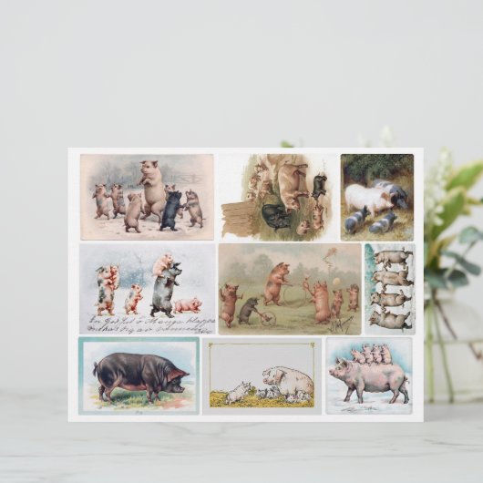 本物のビクトリア時代の可愛い豚のエフェメラ(AI生成ではない) (スタンド正面)