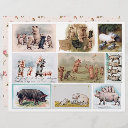 本物のビクトリア時代の可愛い豚のエフェメラ(AI生成ではない) (正面/裏面)