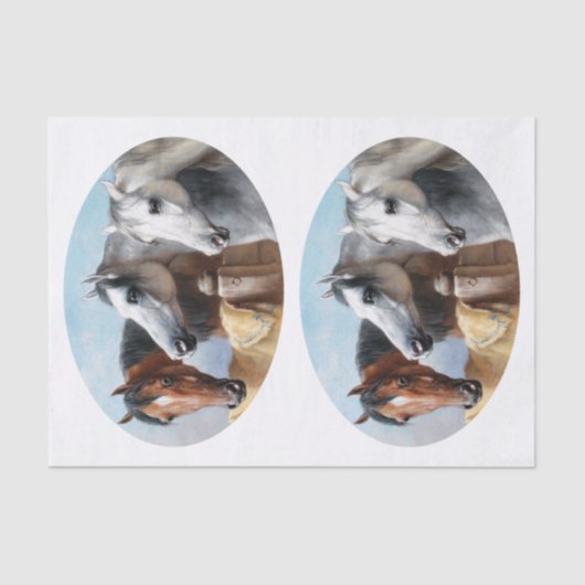 本物のビクトリア時代の3頭の馬の絵（AIではない） 薄葉紙 (正面)