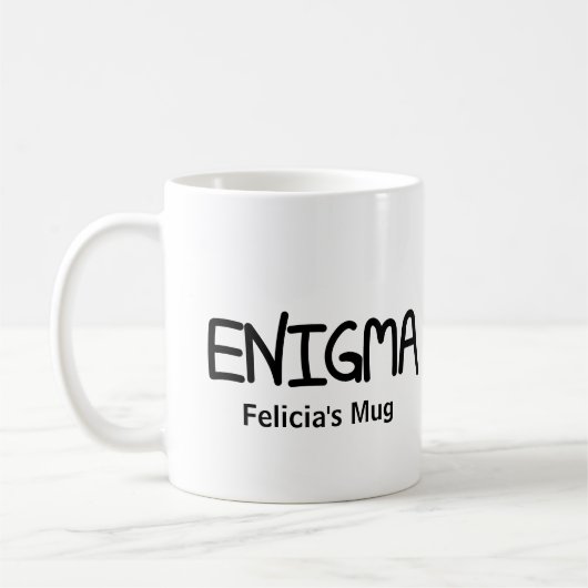 本物のブラックインク手書き文字の謎 コーヒーマグカップ (左)