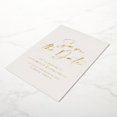 本物のホイル おしゃれな手書き結婚式のお知らせ 箔招待状 (回転した状態)