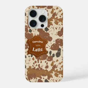 本物のラテマグ 牛革コーヒー風デザイン iPhone 15 PROケース